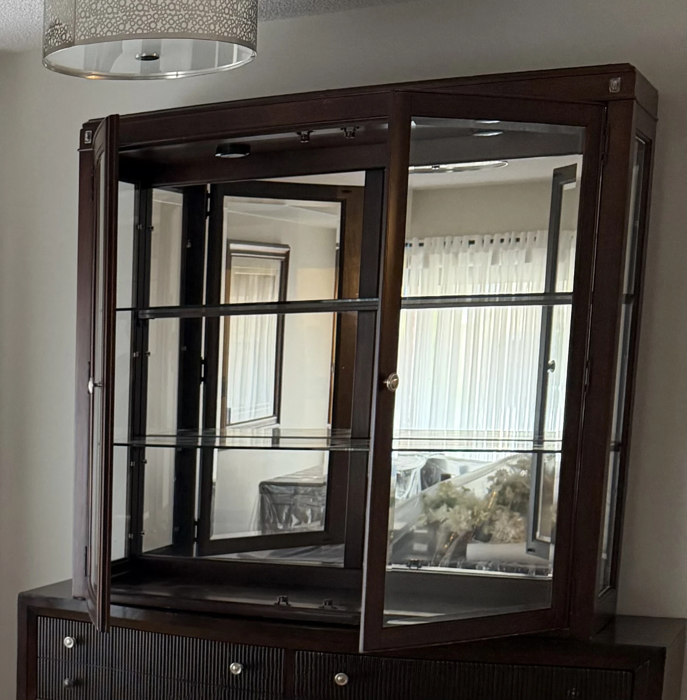 Solid Wood Lighted China Cabinet - ONLY $70