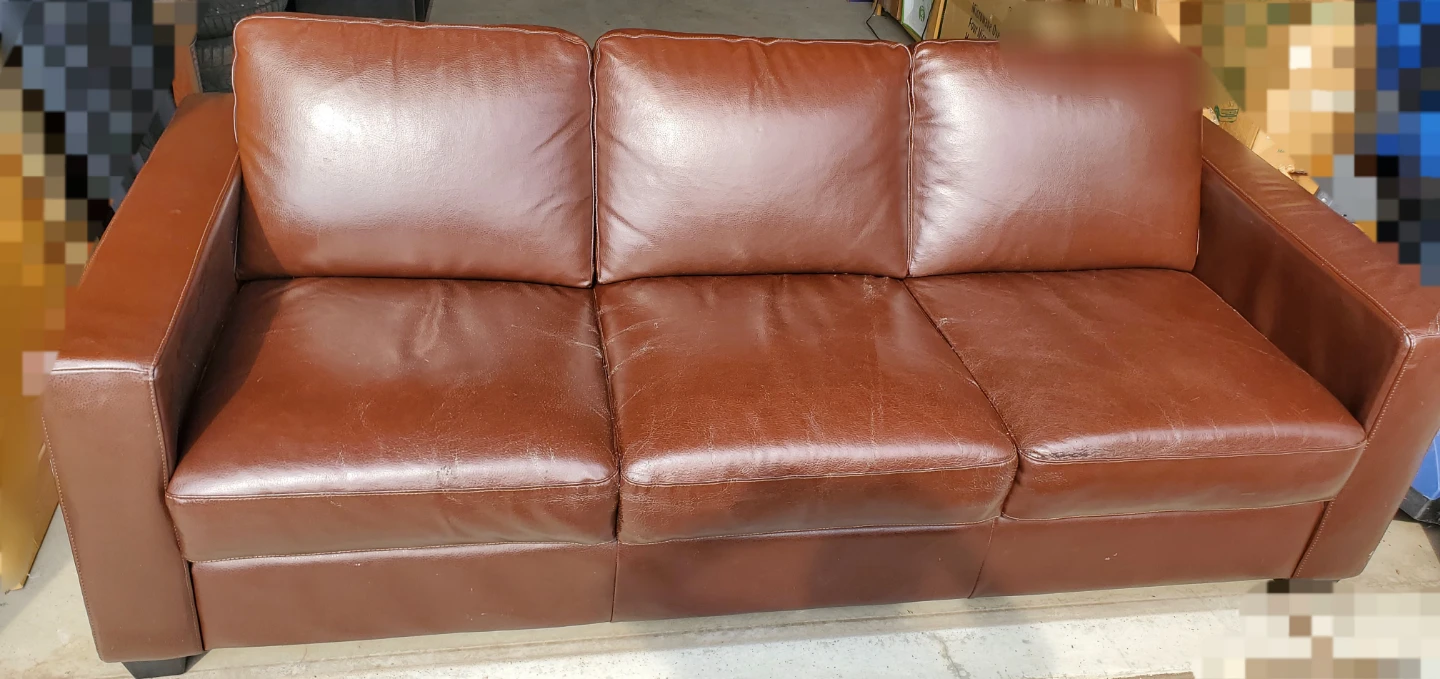 Brown leather couch