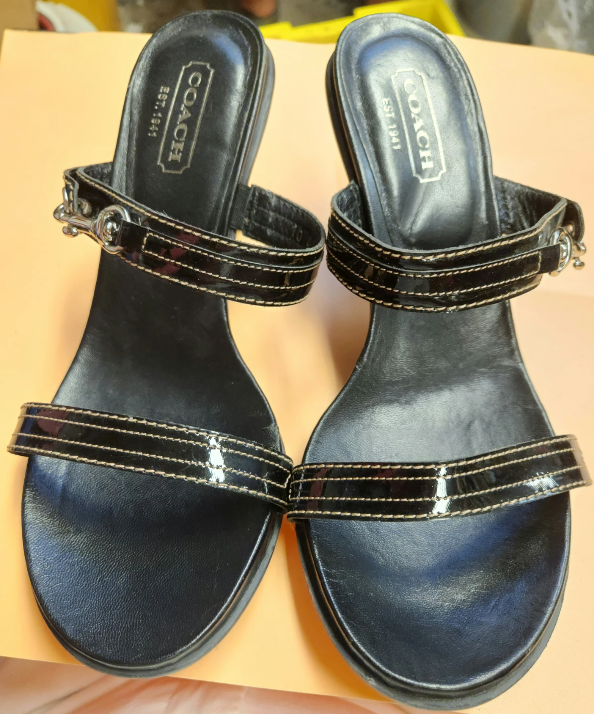 Black Coach Heeled Sandals