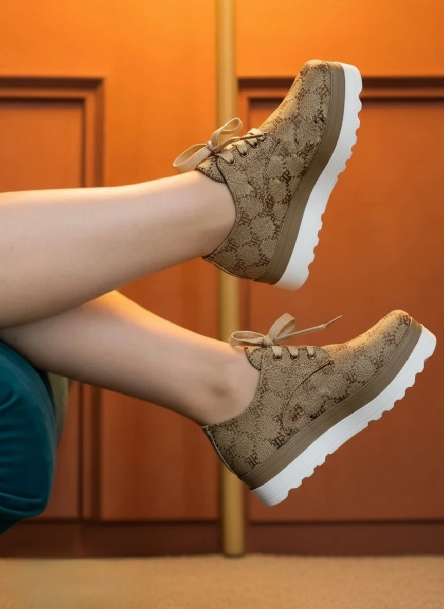 Tan Monogram Platform Shoes