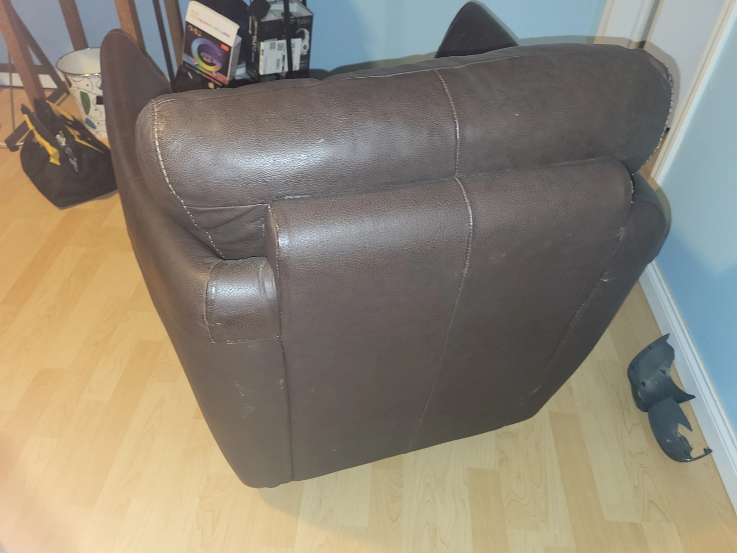 Brown Leather Sofa and Armchair - photo 2