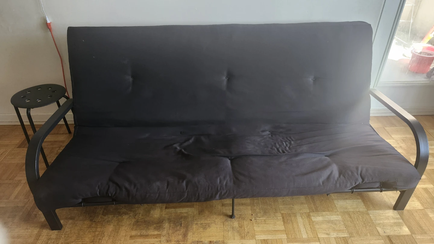 MAINSTAYS Black Metal Frame Futon with 6-inch Mattress