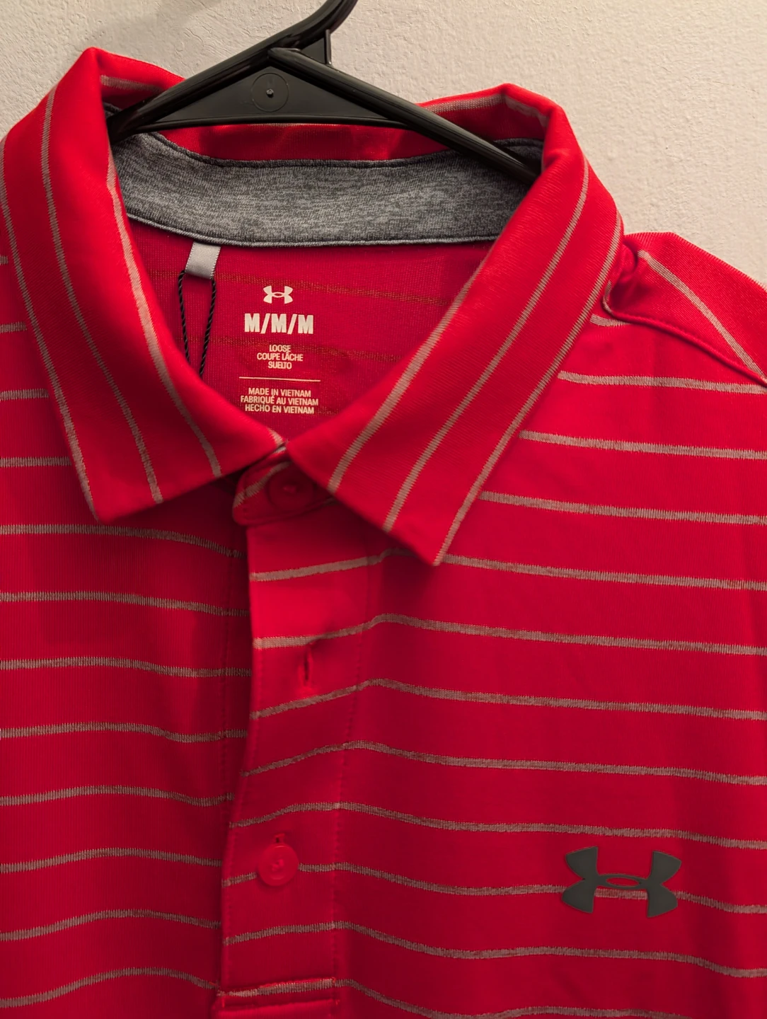 Under Armour Red Striped Polo Shirt M - photo 2