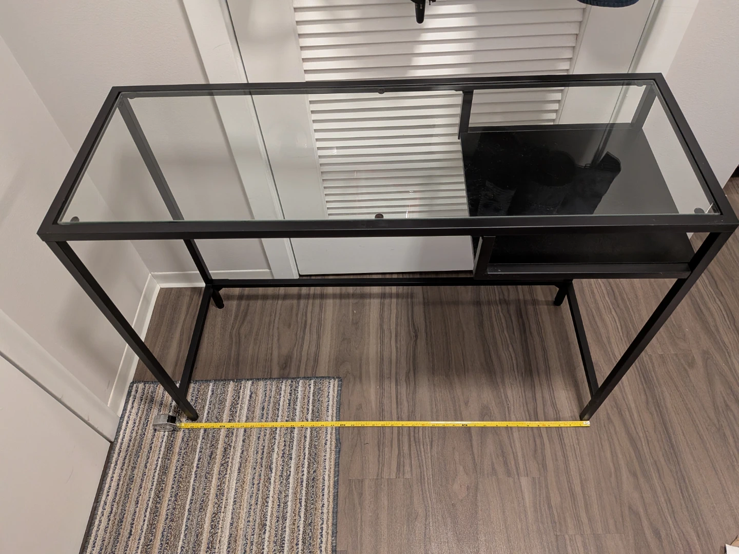 Small glass top metal frame desk