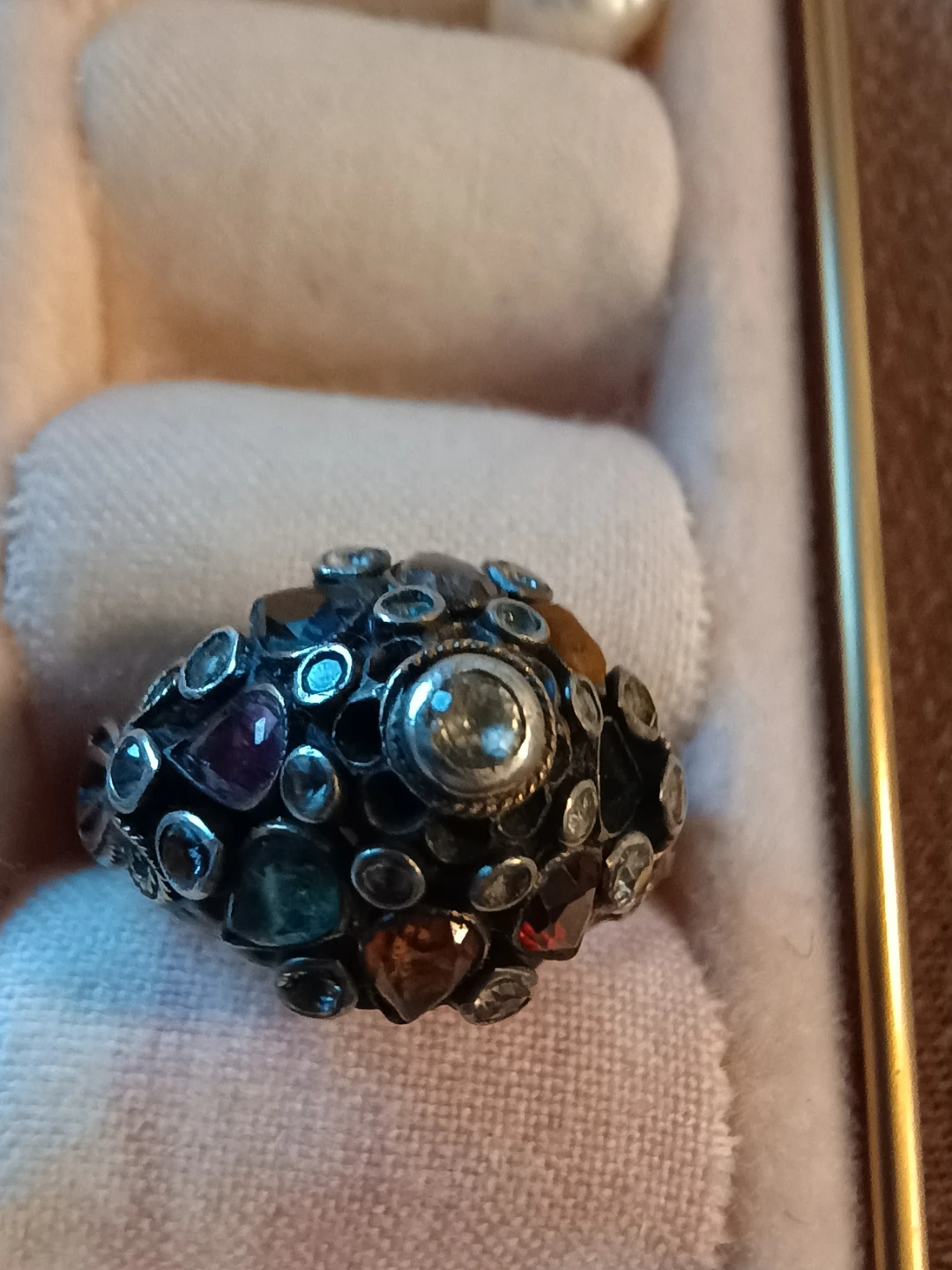 Vintage Antique 18kt marked Multi-Gemstone Ring