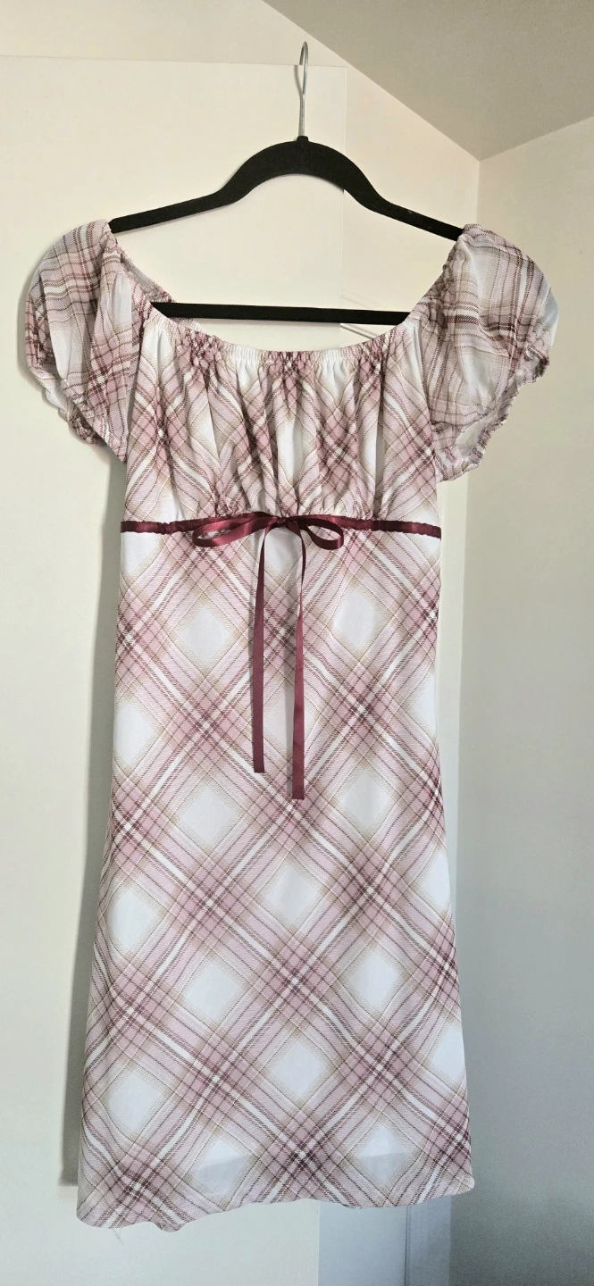 Plaid Off-the-Shoulder Dress