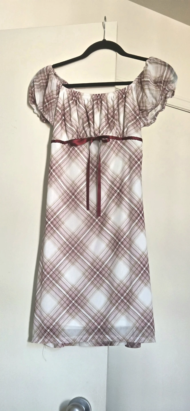 Plaid Off-the-Shoulder Dress - photo 2