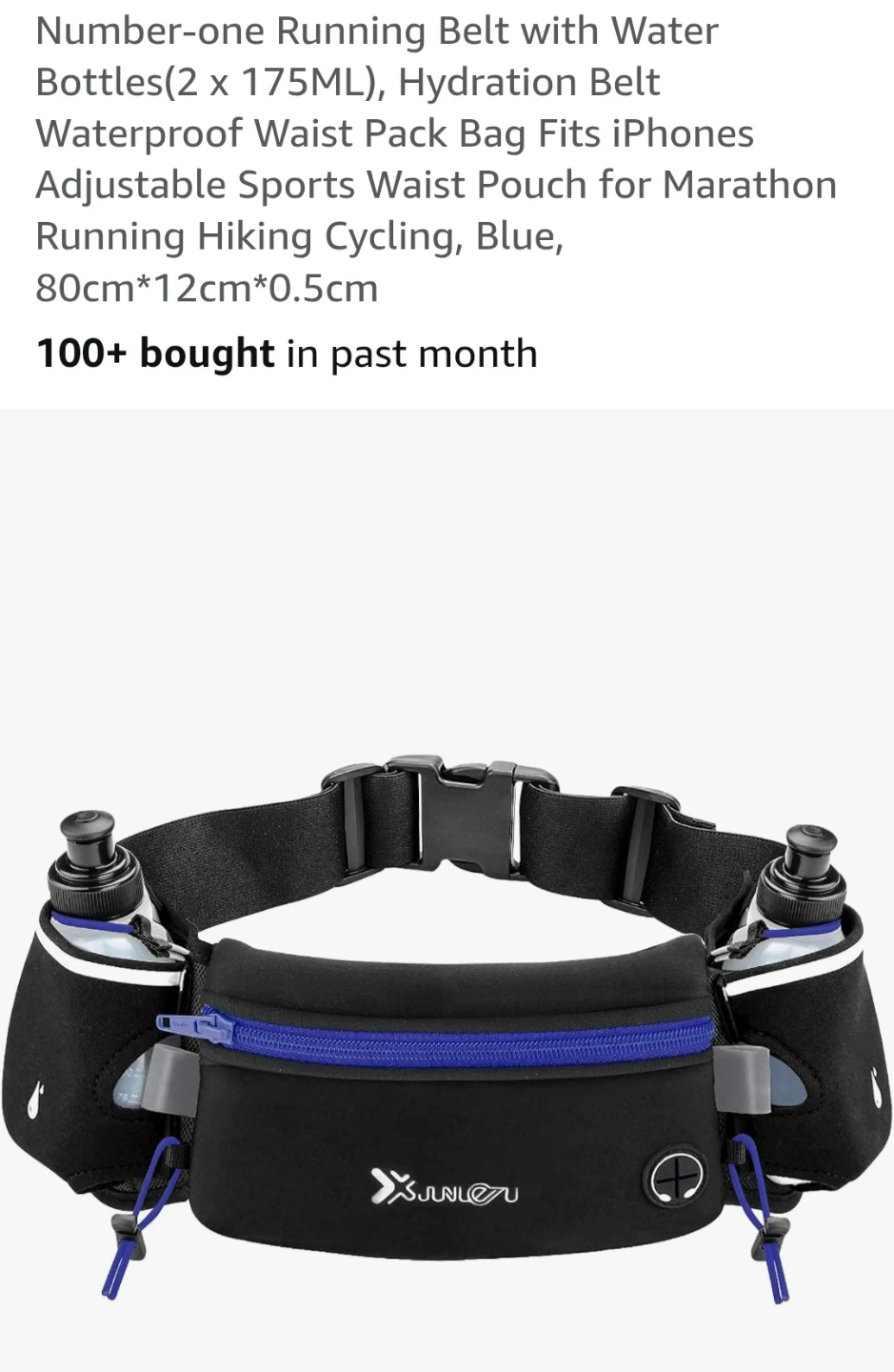 BNWOT Running Hydration Belt with 2 x 175ML Water Bottles - Blue - photo 3