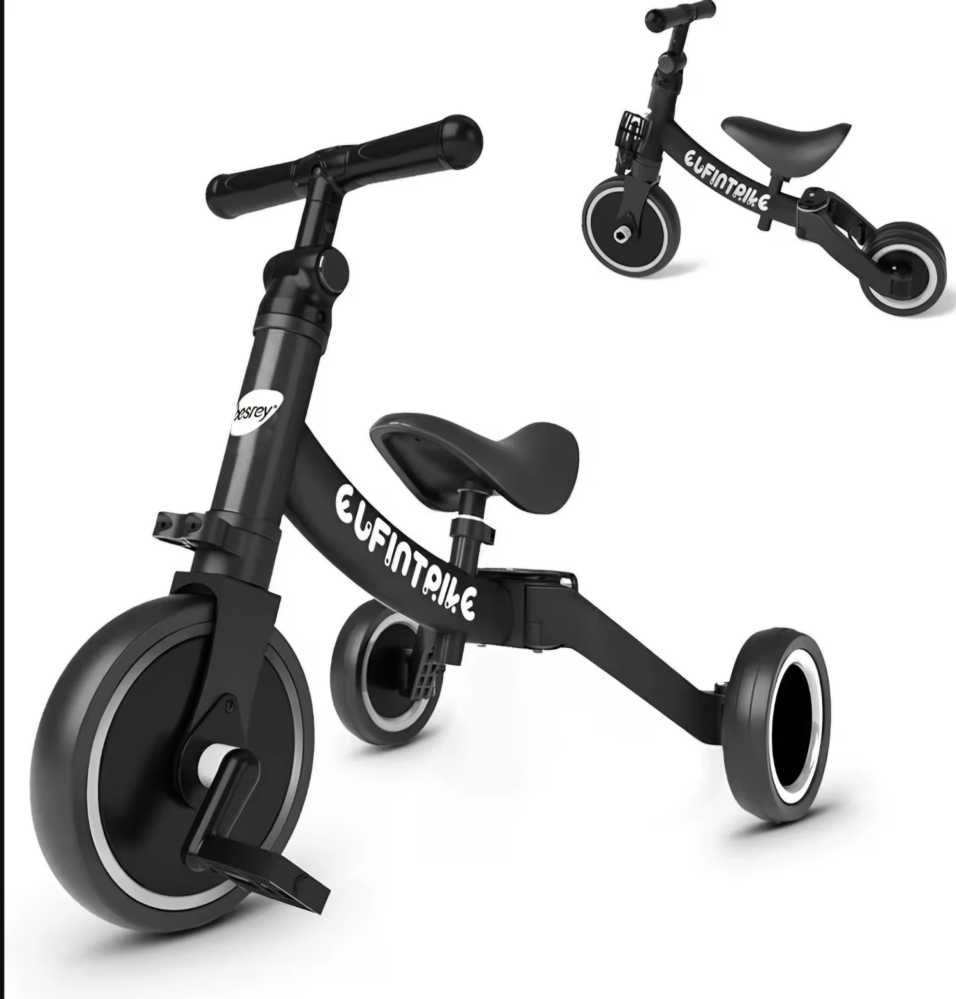 Besrey Black EUFINTRIKE 3-in-1 Tricycle/Balance Bike