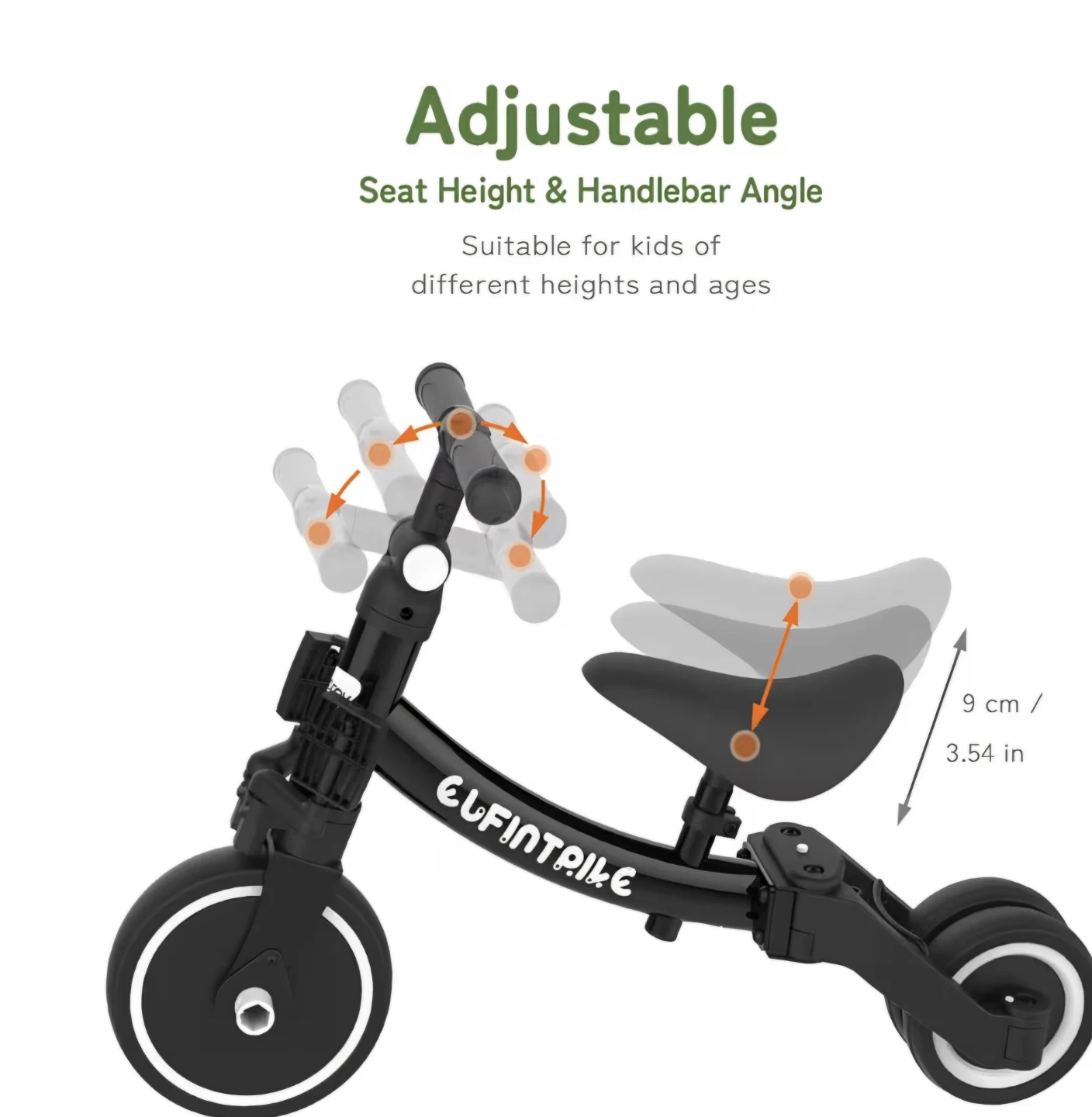 Besrey Black EUFINTRIKE 3-in-1 Tricycle/Balance Bike - photo 4