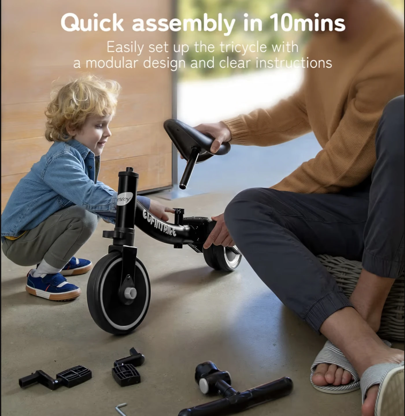 Besrey Black EUFINTRIKE 3-in-1 Tricycle/Balance Bike - photo 5