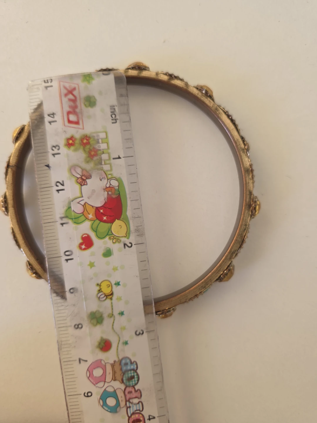 Metal bangle with enamel and crystal design - photo 5