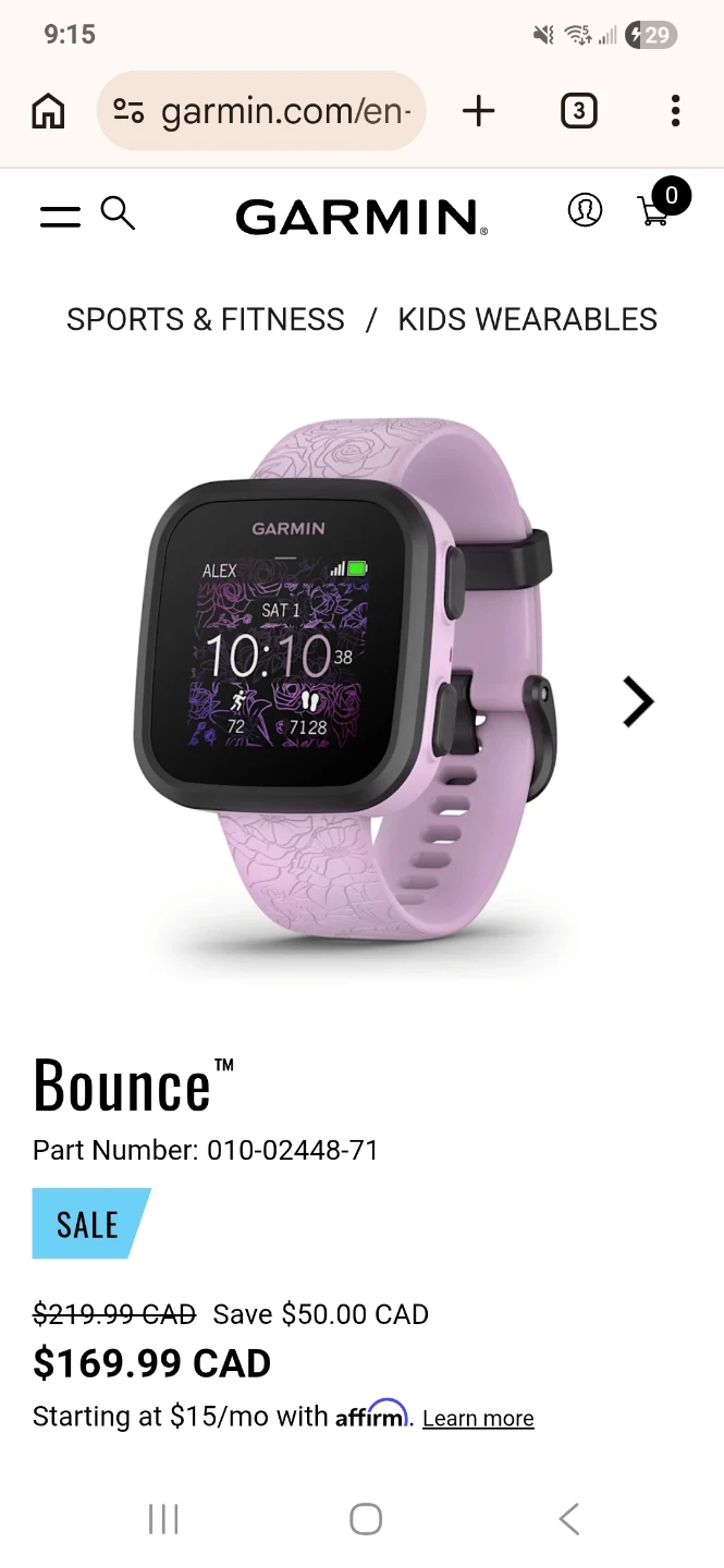 Garmin Bounce Kids smartwatch