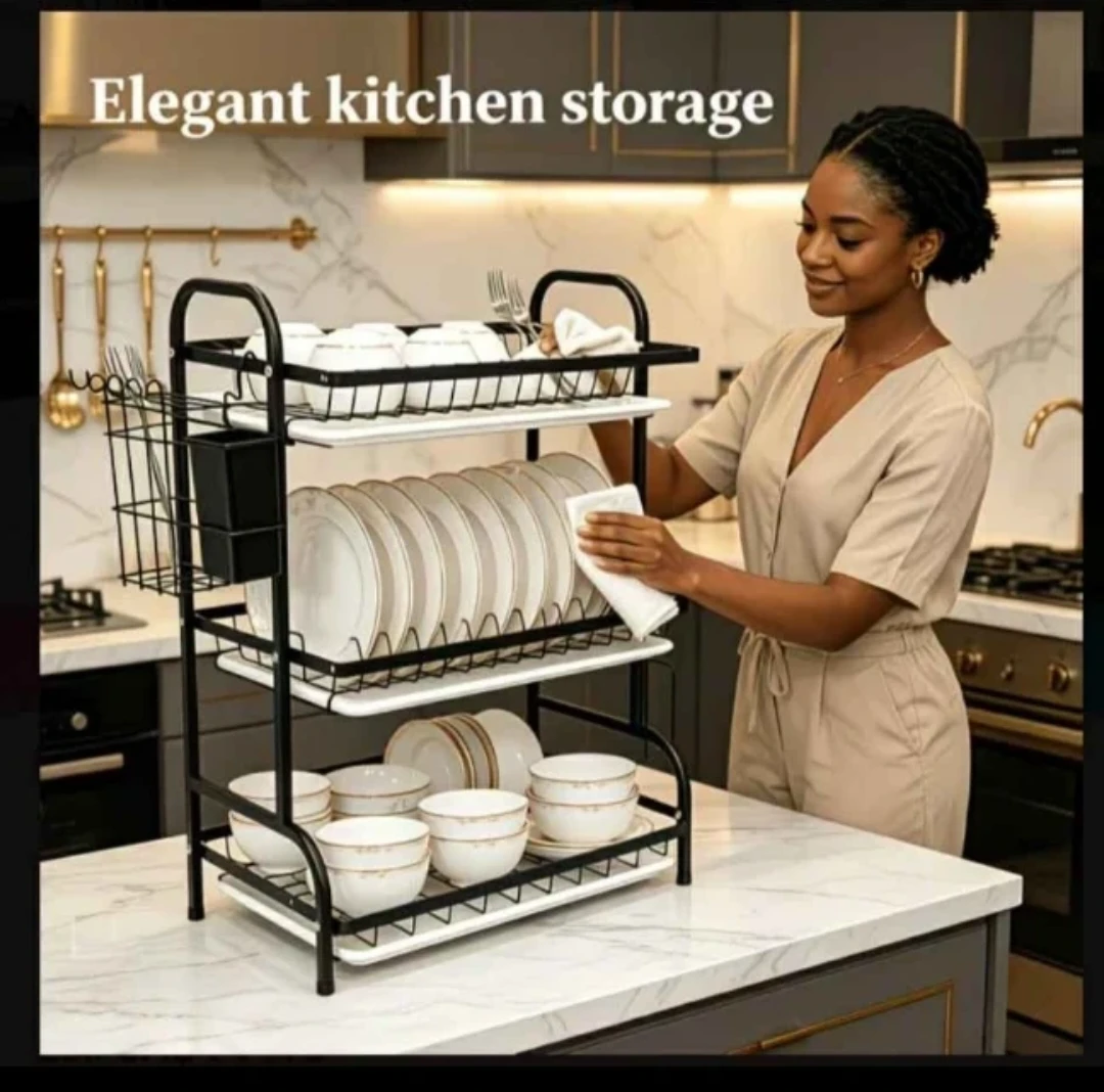 3-Tier Dish Drying Rack with Utensil Holder - photo 2