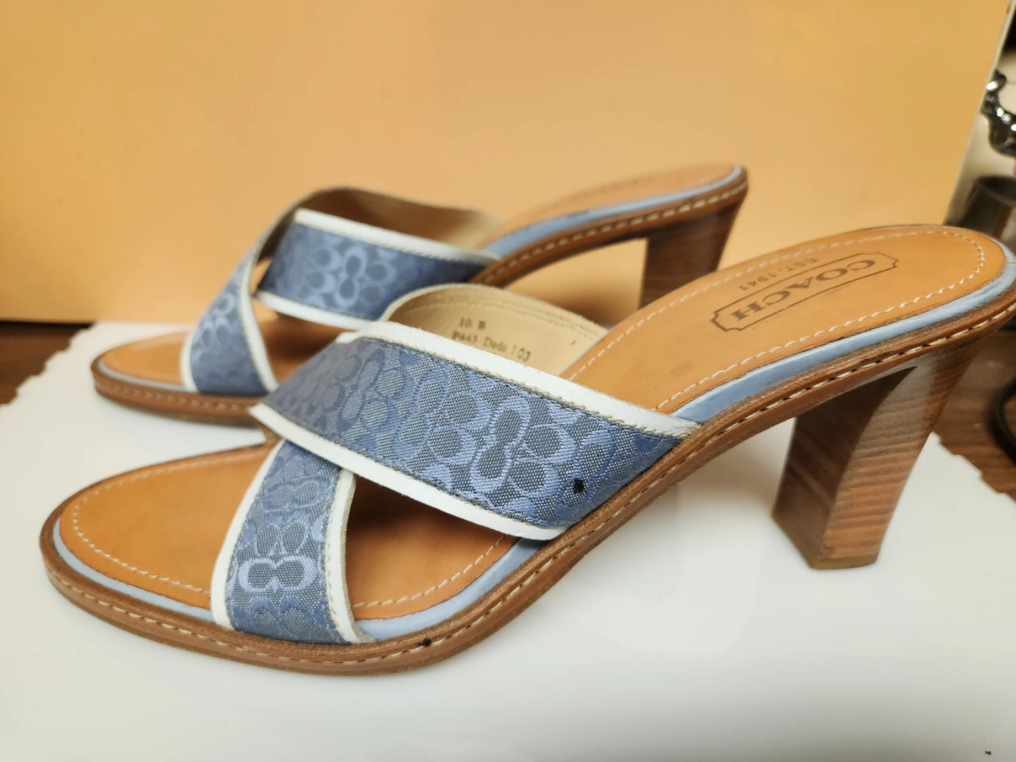Coach Mule Heels - Blue Signature Print - photo 2