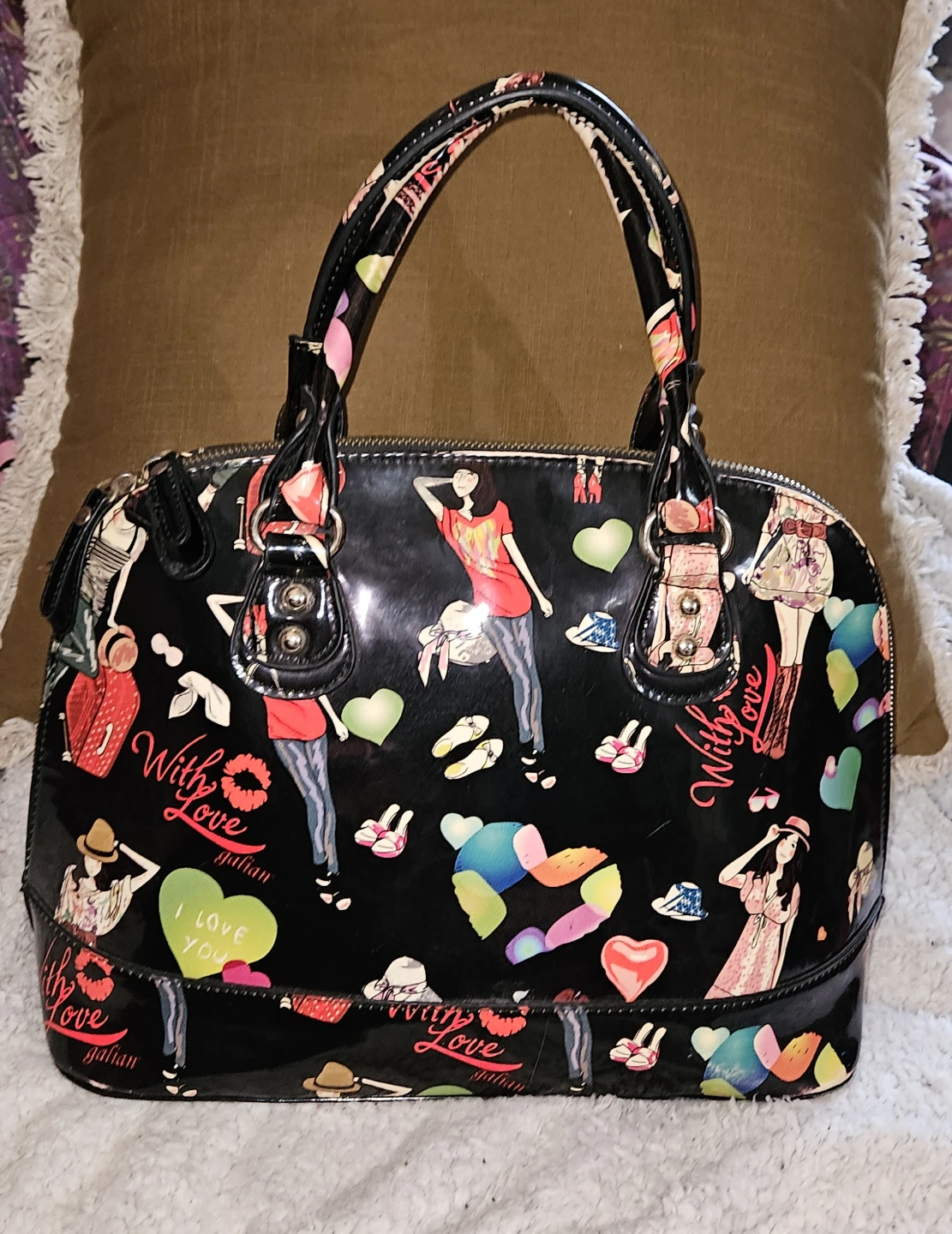 Black Patent Fashion Tote Bag