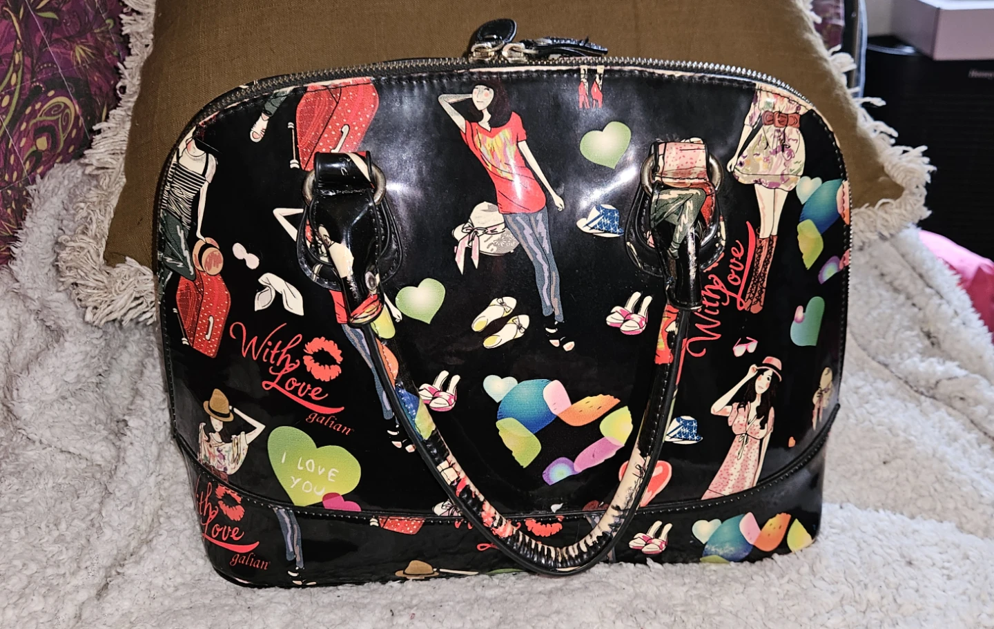 Black Patent Fashion Tote Bag - photo 2