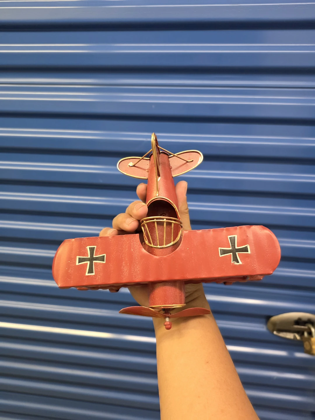 Red Biplane Metal Model