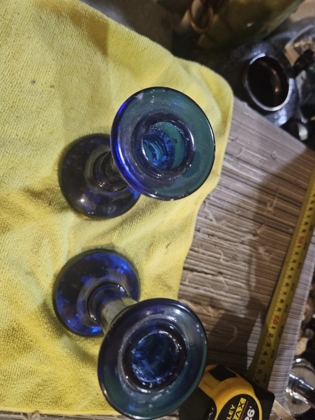 Pair of Blue Glass Candlesticks - photo 3