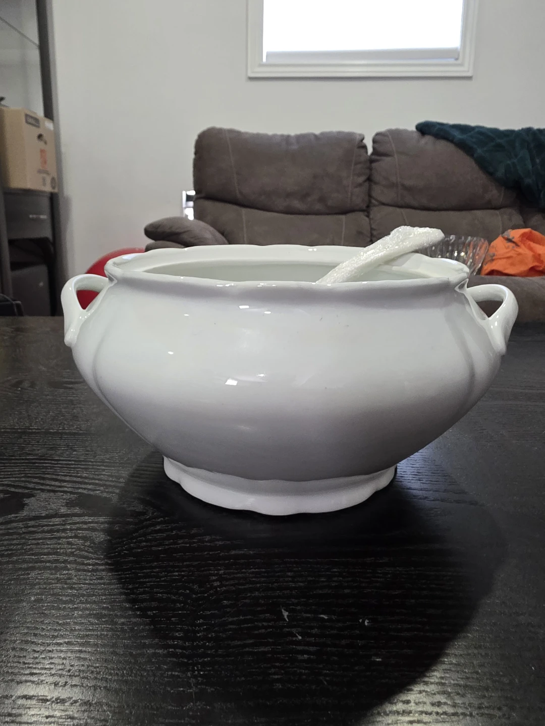 White Ceramic Soup Tureen with Ladle