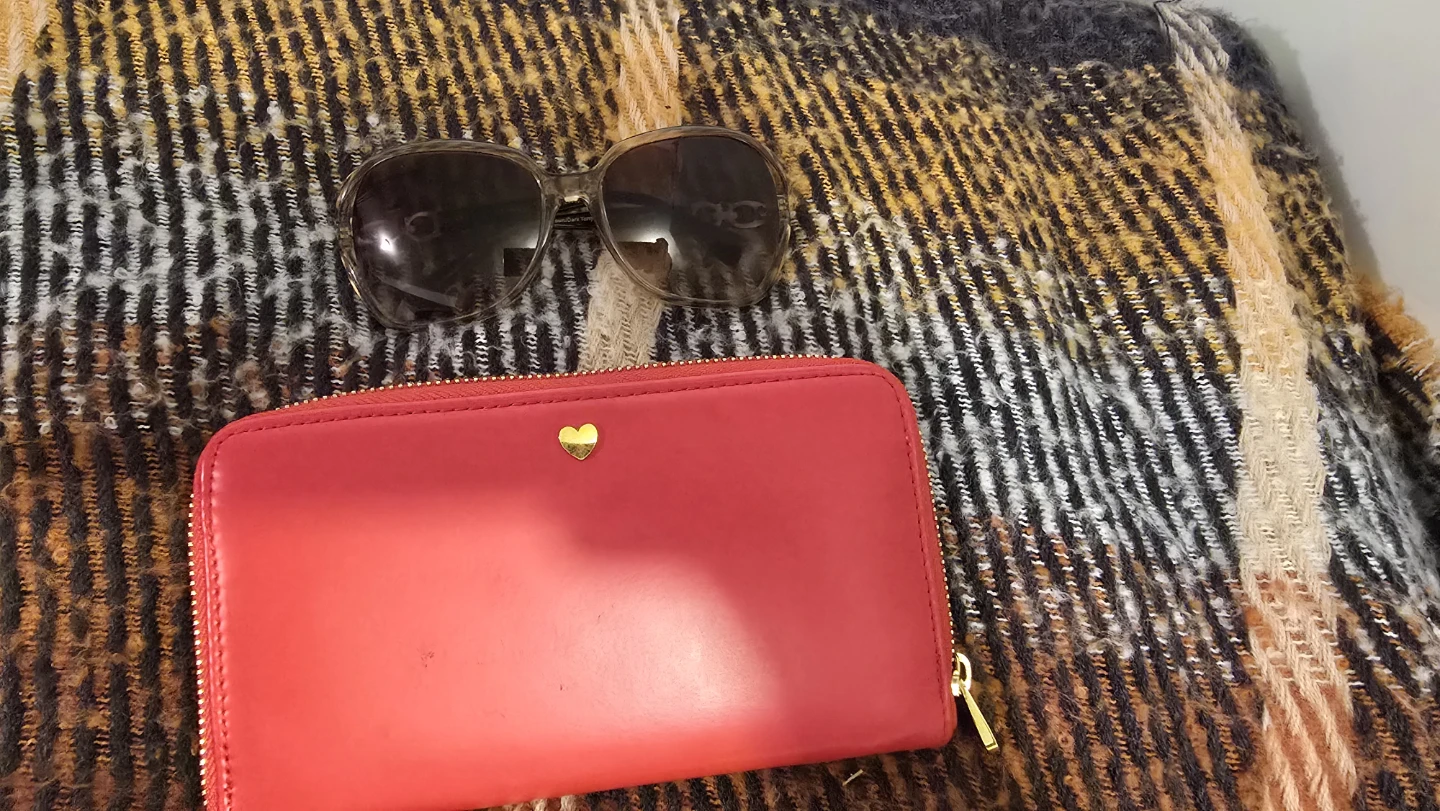 Red Indigo Wallet with Heart Detail