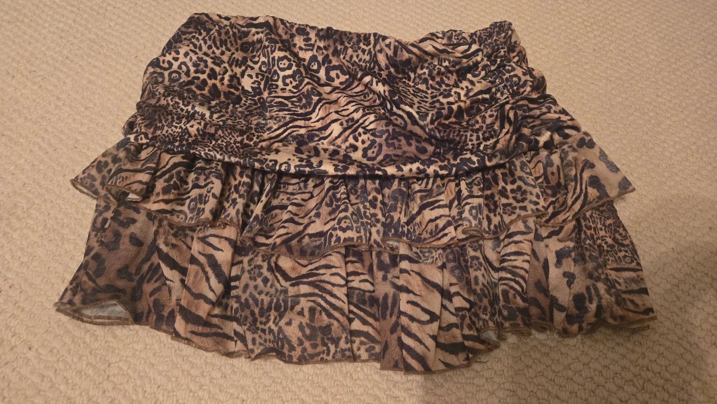 Tiered Animal Print Mini Skirt