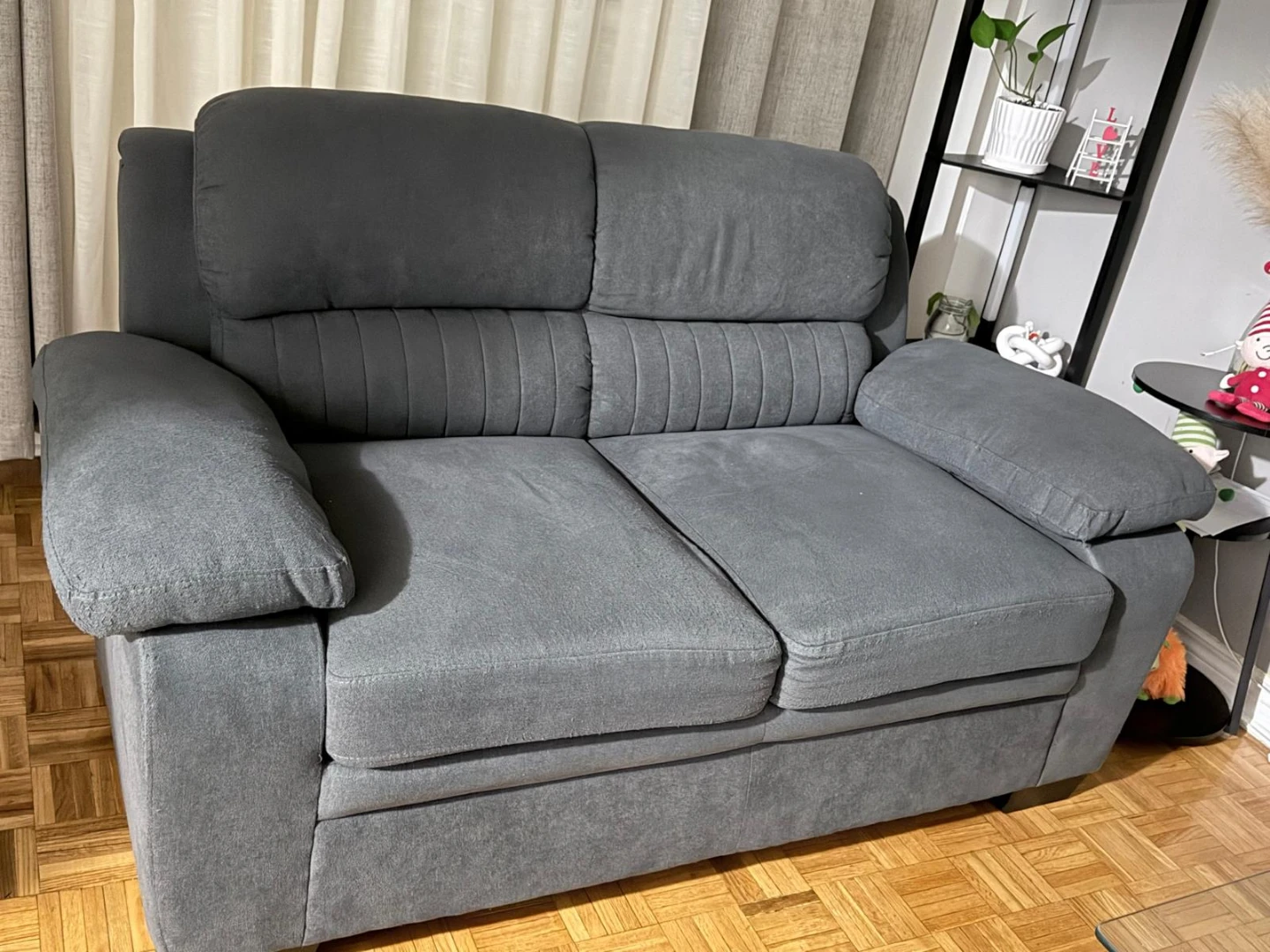 Grey Fabric Loveseat Sofa - photo 4