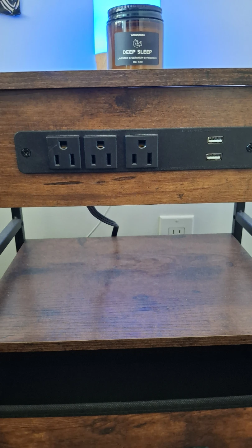 Industrial Style Bedside Table with Power Outlet and USB - photo 4