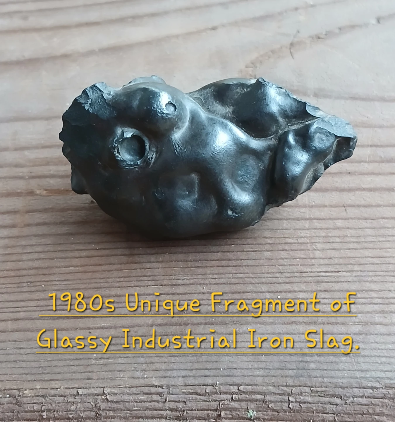 1980s Unique Fragment of Glassy Industrial Iron Slag - photo 2