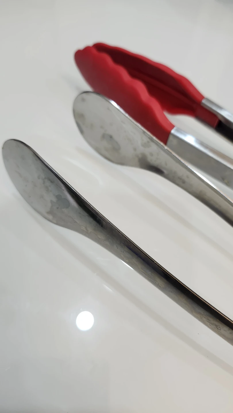 Kitchen Tongs Set - Stainless Steel with Red Silicone Tips