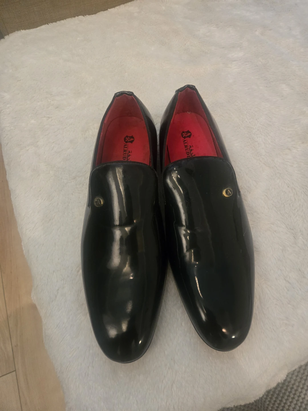 ALRUDDER Black Patent Loafer Shoes Size 44