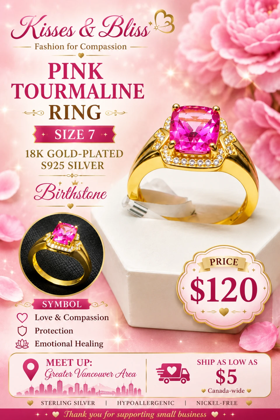 Pink Tourmaline Ring Size 7 - photo 5