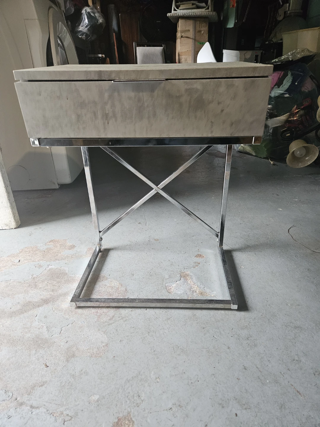 Modern Grey & Chrome Side Table - photo 2