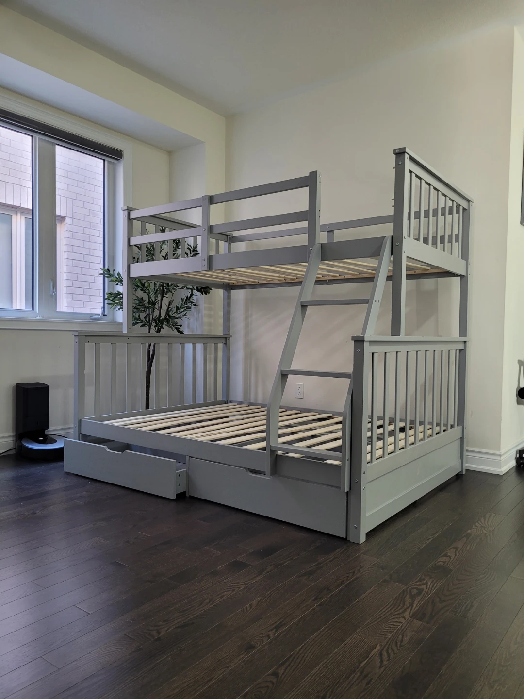 Grey Triple Bunk Bed with Drawers