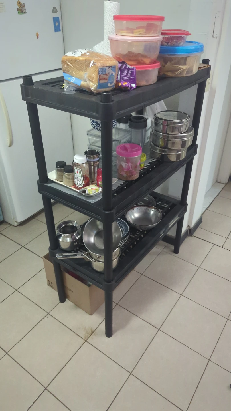 4-Tier Black Plastic Shelving Unit - photo 2