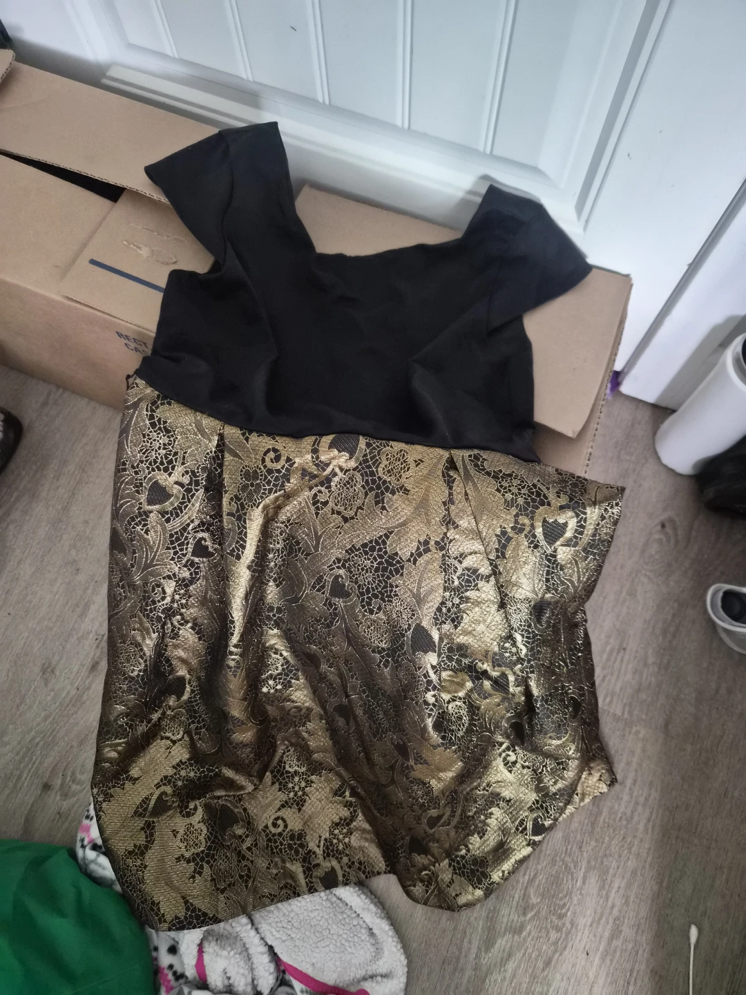 Black and Gold Brocade dress - photo 2