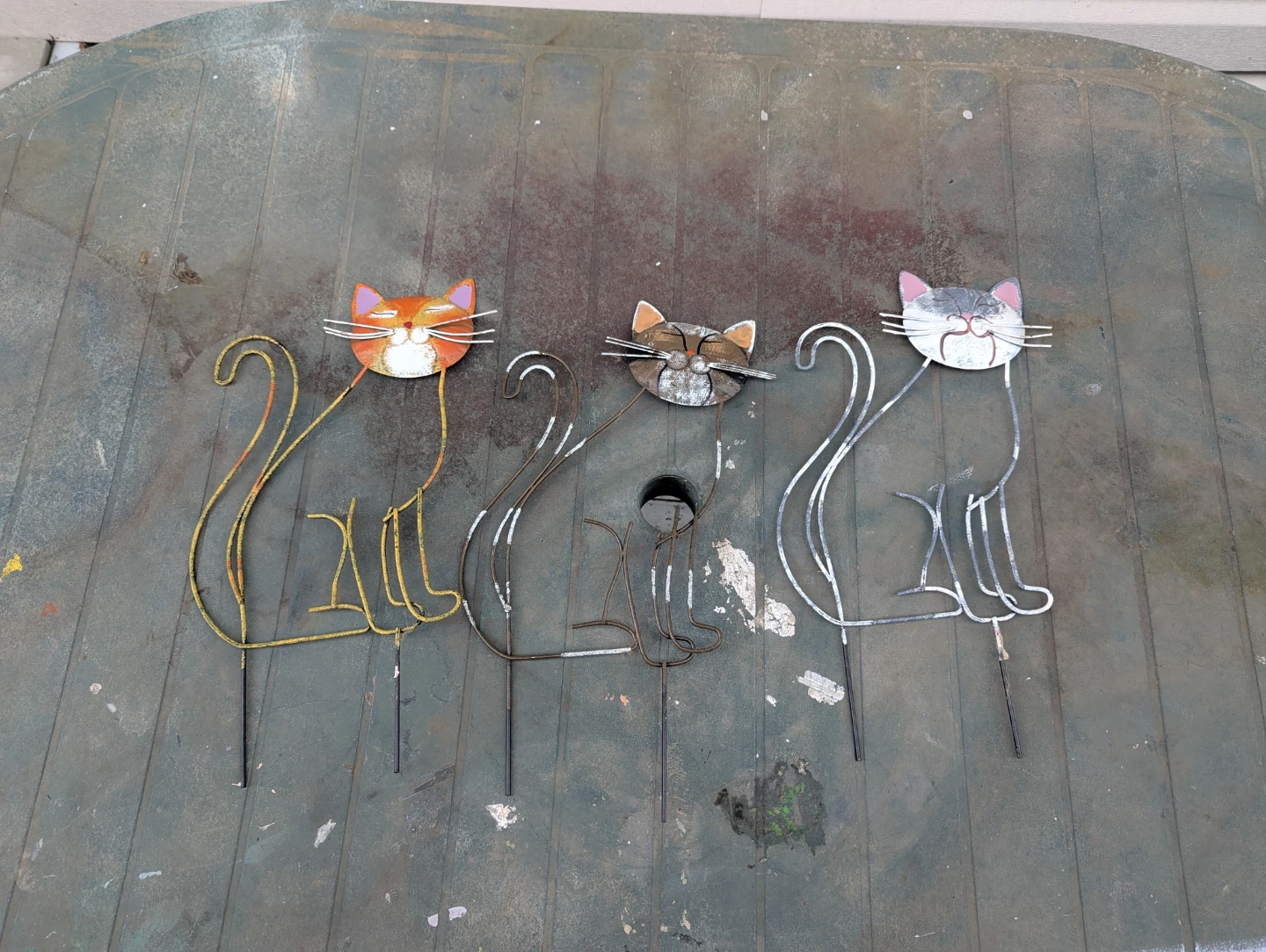 Set of 3 Metal Cat Garden Stakes