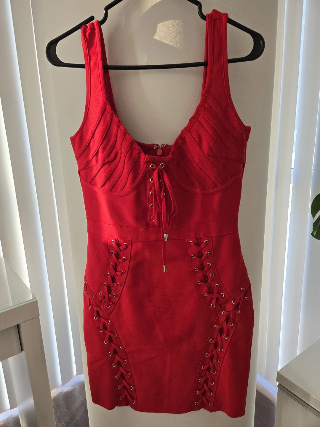 Fashion Nova Red Lace-Up Bandage Dress - photo 2