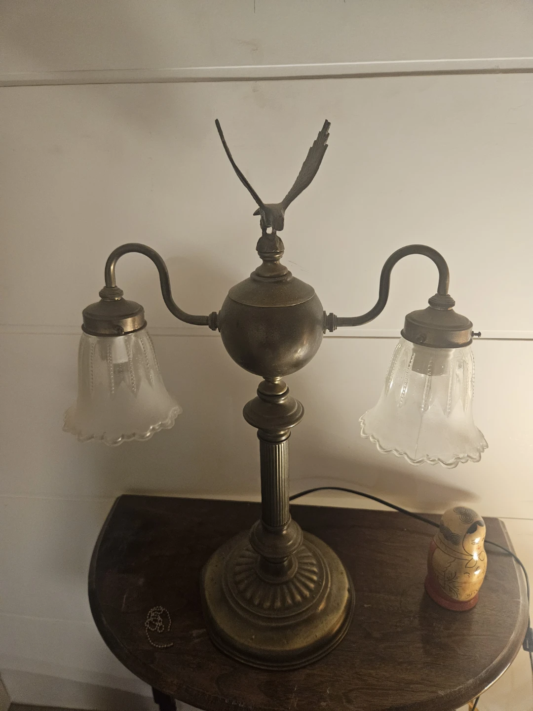 Vintage Desk Lamp with Eagle Accent