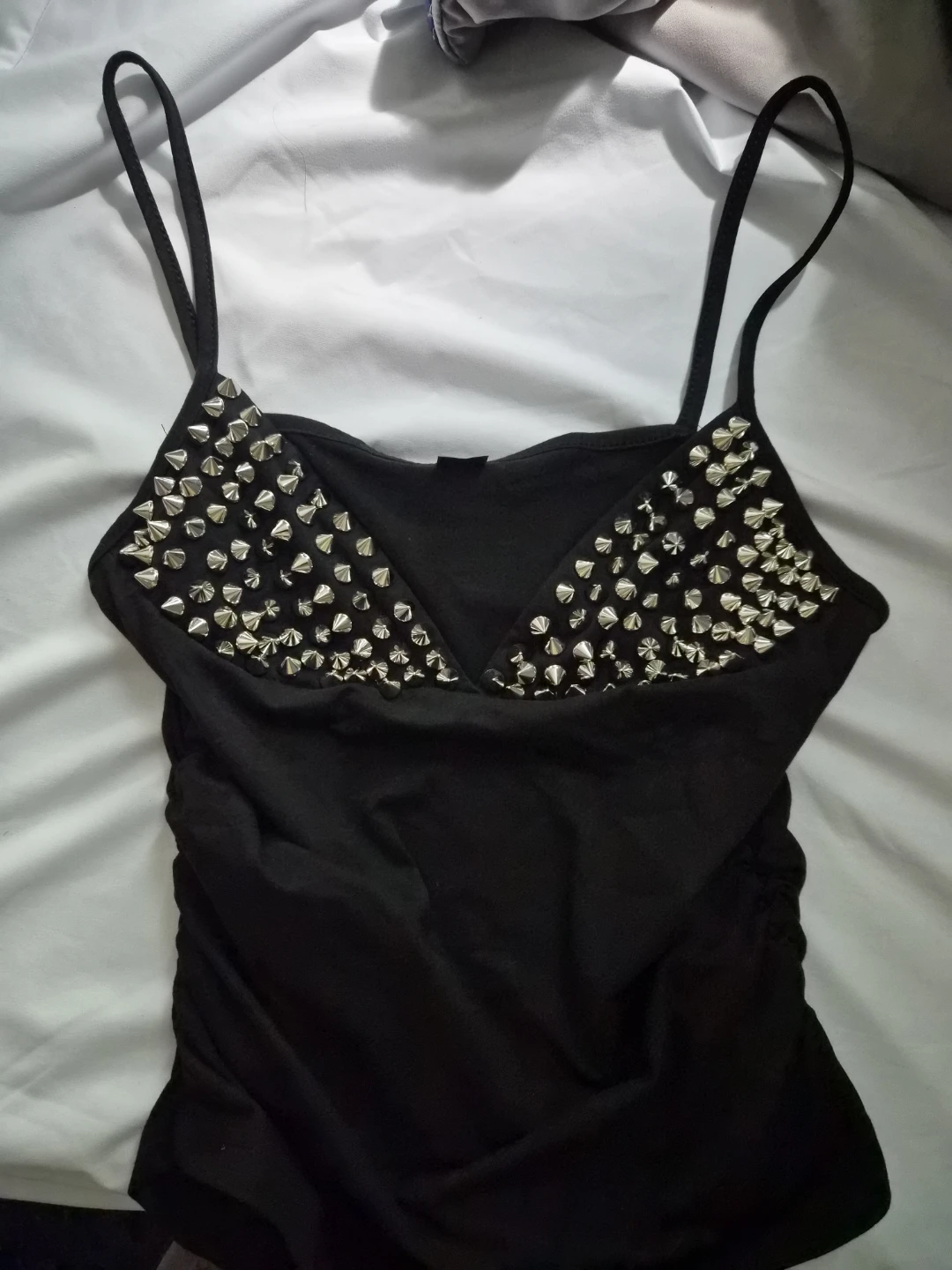 Black camisole with silver stud detail