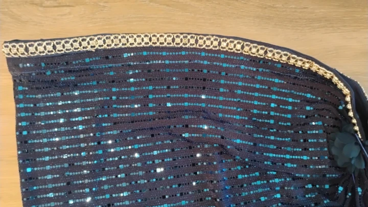 Sparkly Blue Sequined hip scarf for bellydance - photo 3