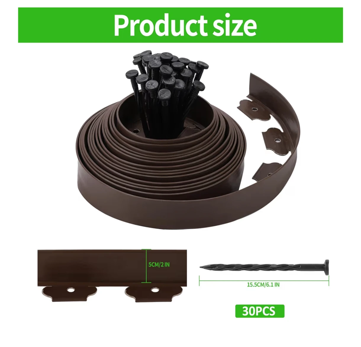 2IN x 33FT Garden Edging Border Coil with 30 Pcs Spikes - photo 2