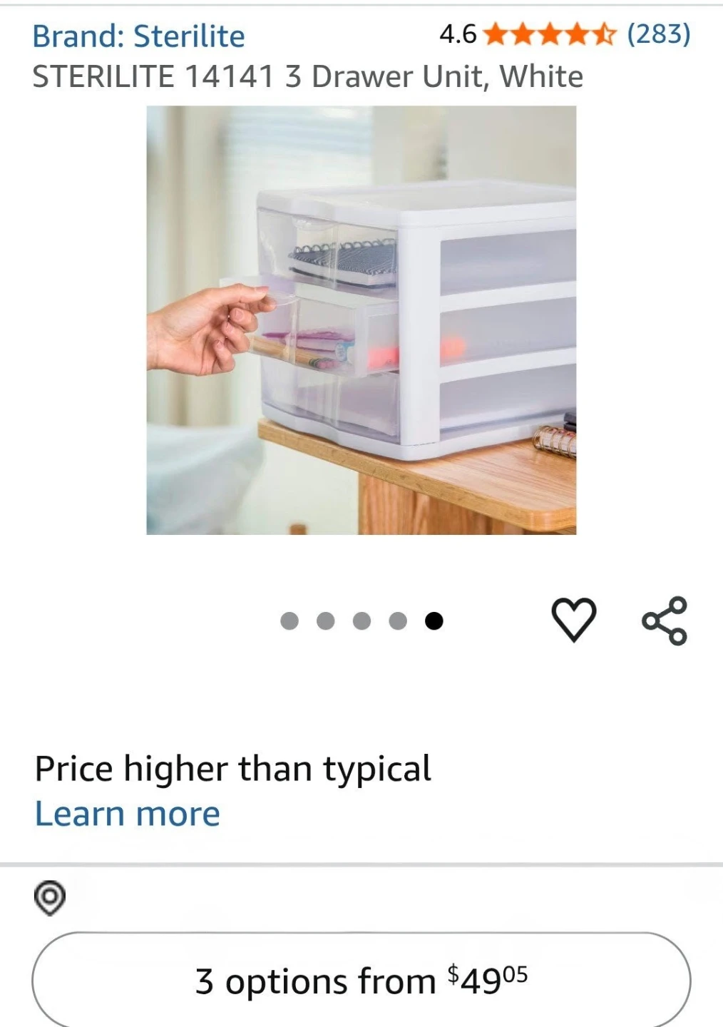 Sterilite 3-Drawer Mini Storage Chest - White - photo 5