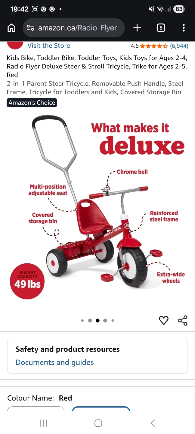 Radio Flyer Deluxe Steer & Stroll Tricycle Red - photo 2