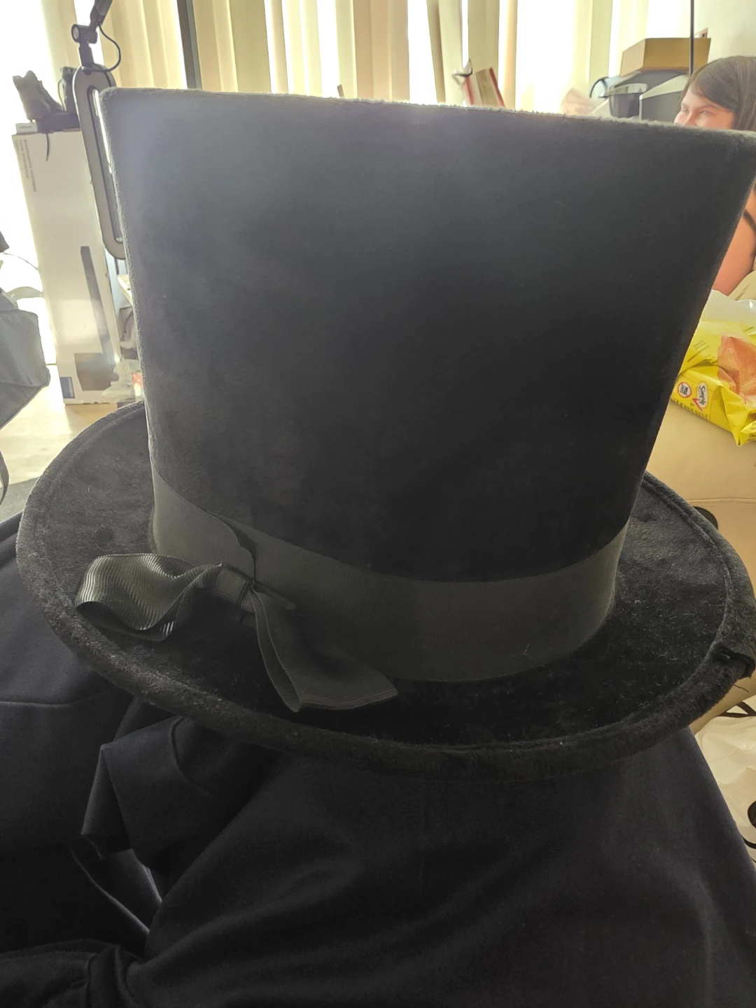 Black Top Hat with Ribbon