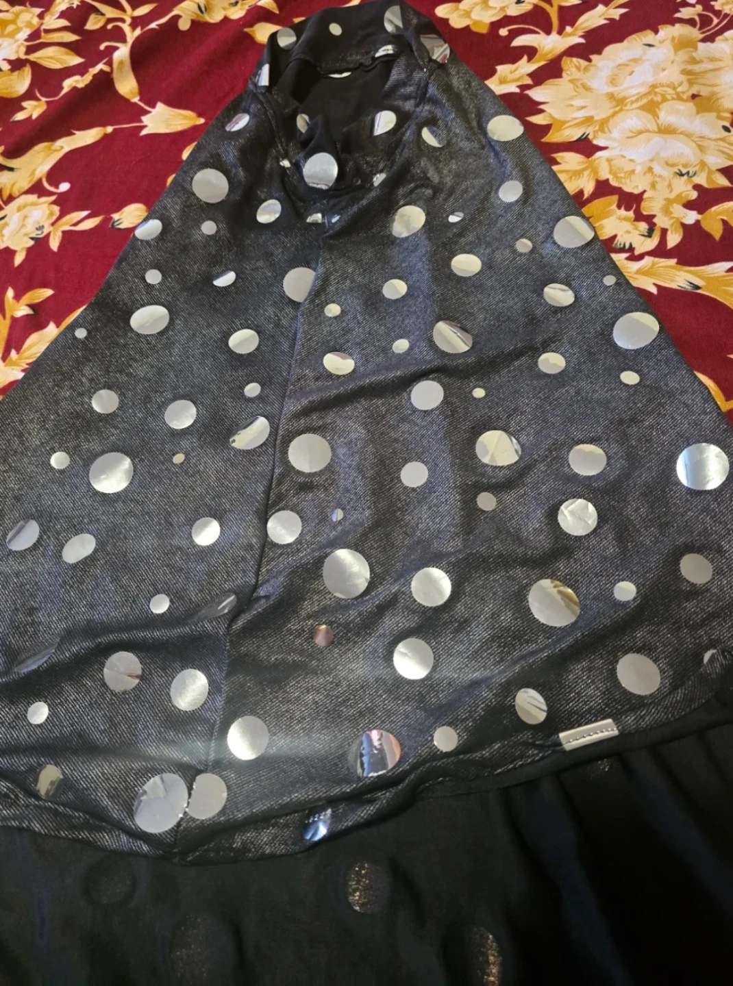 Black  shimmering silver Polka Dot  scarf - photo 2