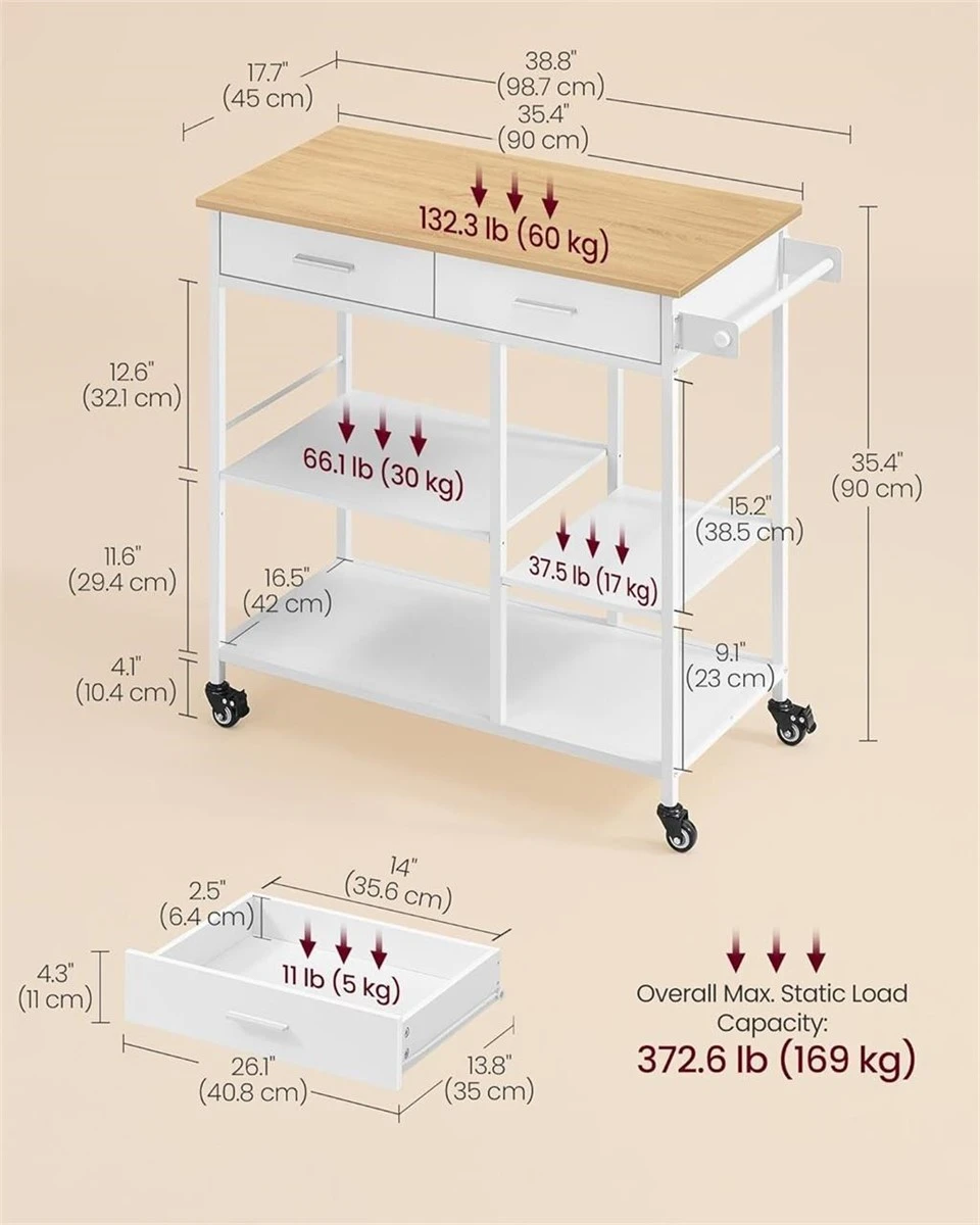 Brand new kitchen rolling cart - photo 2