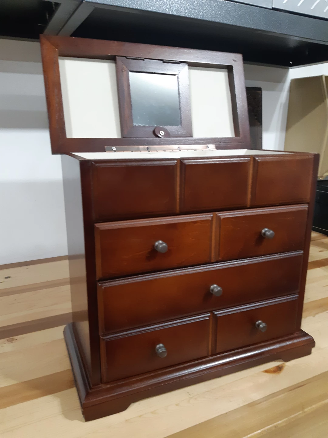 Wooden 3 drawer Jewelry Box with mirror - photo 4