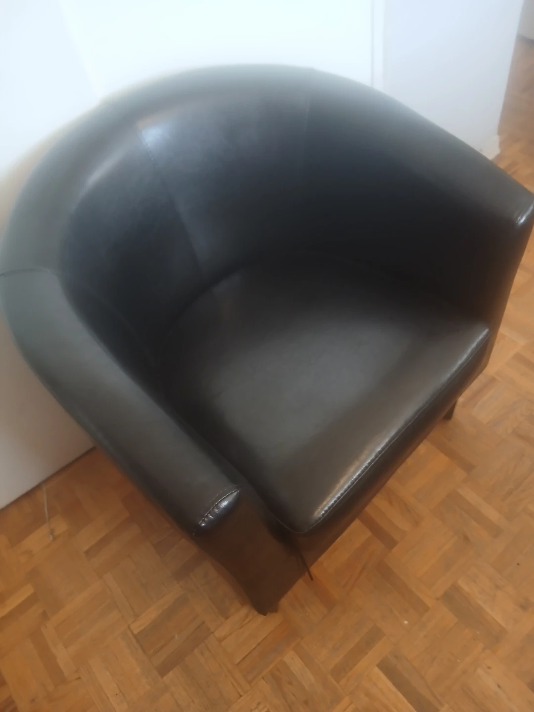 Black Faux Leather Tub Chair