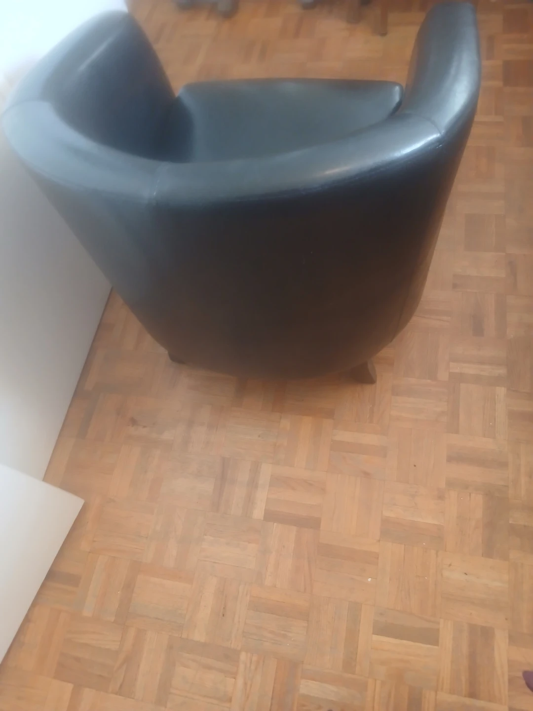 Black Faux Leather Tub Chair - photo 2